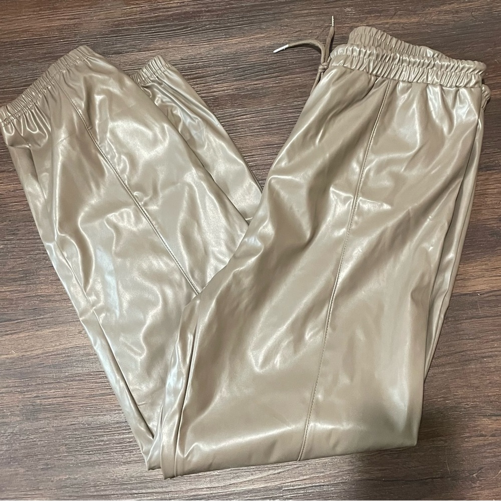 Taupe pleather joggers